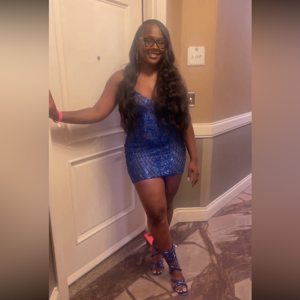 Royal Blue Sequin Bodycon Mini Dress